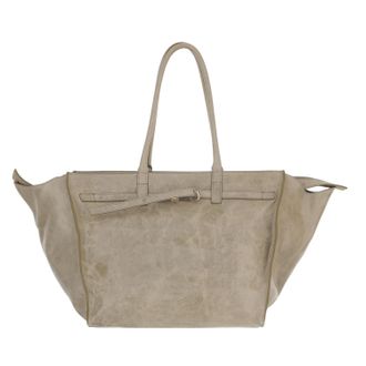 Benedetta Bruzziches Sculpted Beige Leather Bag with Metal Accents