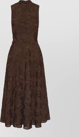 Rotate floral mesh sleeveless a-line midi dress