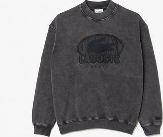 Lacoste Mens Embroidered Crew Neck Drop Shoulder Sweatshirt in Black - Size Medium