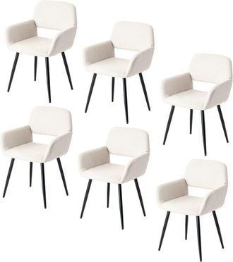 Urban Meuble Conjunto de 6 sillas escandinavas con tela beige y patas negras