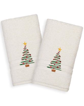 Linum Home Textiles Set Of 2 Christmas Tree Denzi Hand Towels