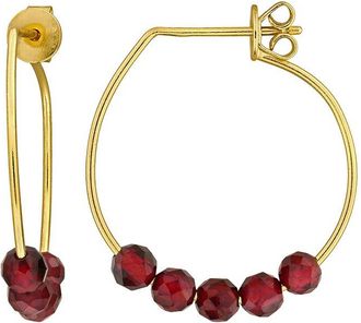 Rina Limor Silver 1.23 Ct. Tw. Garnet Hoop Earrings