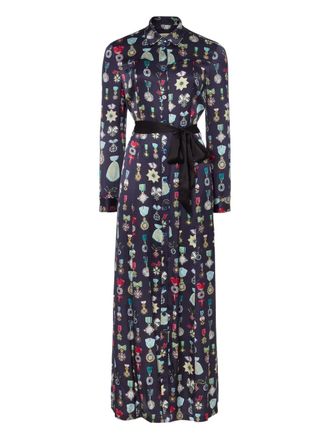Temperley London Gloriette printed shirt dress - women - Elastane/Mulberry Silk - 12 - Blue