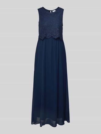 Vila Maxikleid mit Spitze und Cut Out im R&uuml;cken in Marine, Gr&ouml;&szlig;e 38