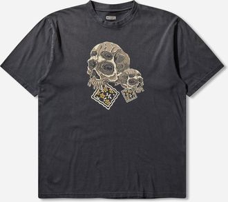 KAPITAL Men s 20/-Jersey Crew T-Shirt (Peckish Rain Skull) Black