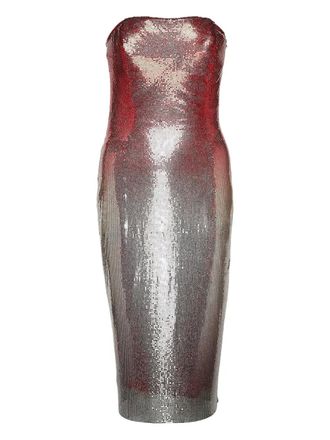 Paco Rabanne Naomi chainmail ombre dress - women - Plastic - 36 - Red