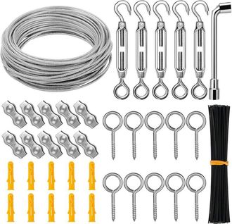OEM Kit De Cable Colgante De Acero Inoxidable, Cable Met&aacute;lico De 30 M/3 Mm, Kit De Cable Para Jard&iacute;n, Cable Para Cuadros, Kit Para Cercas, Cable De Acero 