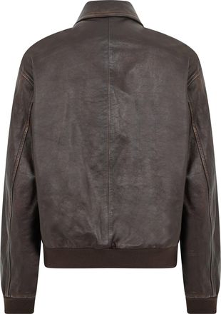 Prada Mens Leather Jacket Lambskin Dark Brown