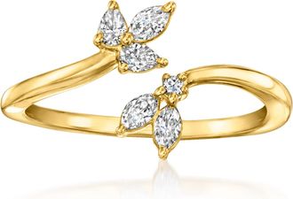 RS Pure by Ross-Simons Multi-Shaped Lab-Grown Diamond Bypass Ring in 18kt Gold Over Sterling