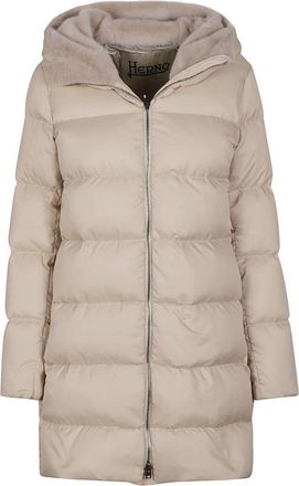 Herno Jassen, Dames, Beige, L, Polyester, A-vormige jas in Arendelle en New Lady Faux Fur