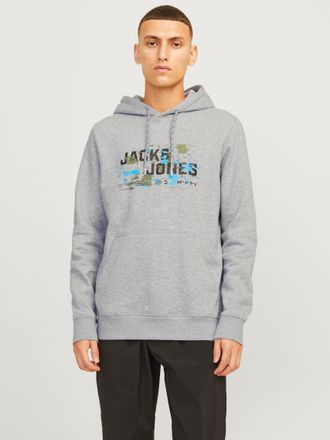 Jack & Jones Kapuzensweatshirt JACK & JONES JCOOUTDOOR LOGO SWEAT HOOD SN, Herren, Gr. XS, grau (light grau melange), angeraute Sweatware, Obermaterial: 60% Baumwo