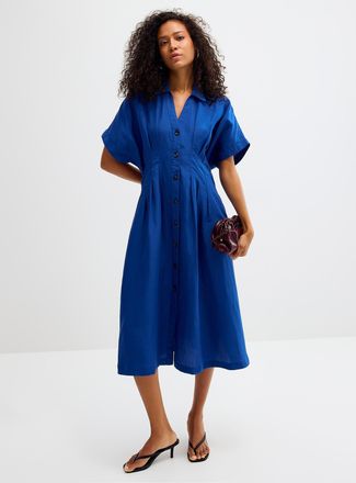 Contemporaine Womens Lyocell-linen darted waist shirtdress