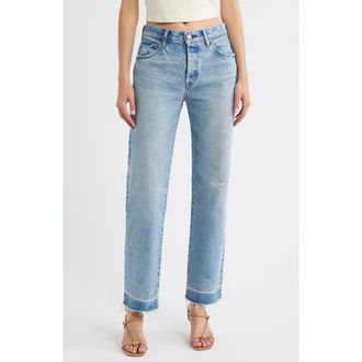 Moussy Vintage Princeton Release Hem Straight Leg Jeans in Light Blue at Nordstrom Rack, Size 31