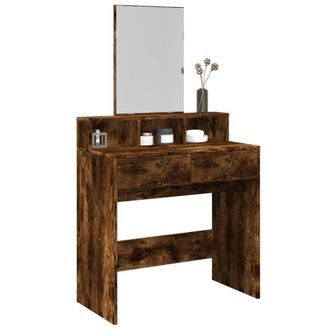 Berkfield Home Dressing Table with Mirror Smoked Oak 80x41x144.5 cm in Brown