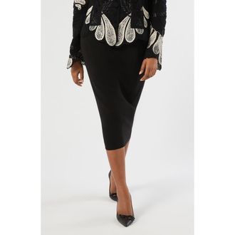 Marina Rinaldi Cady Midi Pencil Skirt in Black at Nordstrom, Size 14W