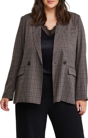 Estelle Lilibet Check Blazer in Brown Check at Nordstrom Rack, Size 18W