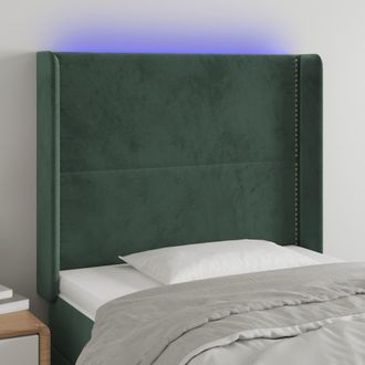 vidaXL Cabecero Con Led De Terciopelo Verde Oscuro 103x16x118/128 Cm Vidaxl