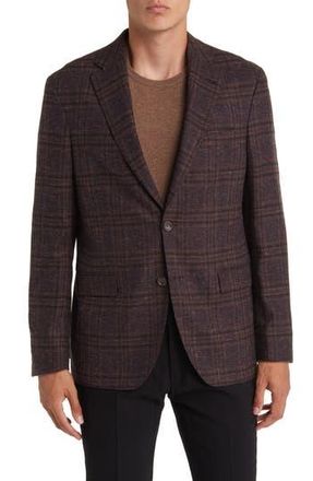 Jack Victor Midland Soft Constructed Plaid Wool Blend Sport Coat in Brown at Nordstrom Rack, Size 36 Short