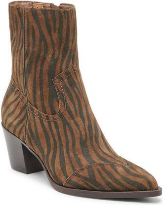 Dolce Vita Salma Bootie in Brown Zebra Suede at Nordstrom, Size 6.5