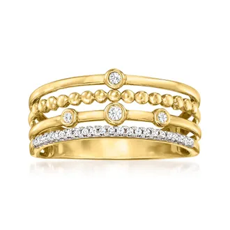 Ross-Simons Bezel-Set Diamond Multi-Row Ring in 14kt Yellow Gold