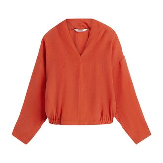 Summum Summum - Top met V-hals - 2s3528-12492 - Dames - Blouses & Shirts - Oranje - Maat: S Poliester