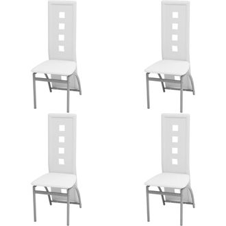 vidaXL Vidaxl - Sillas De Comedor 4 Unidades Cuero Sint&eacute;tico Blanco