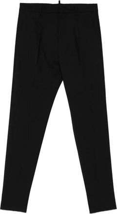 Dsquared2 Gekreukte wollenblend broek - Heren - Slim Fit Broeken - Zwart - M - Wol - Broeken