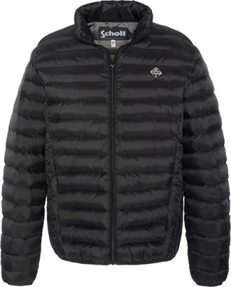 Schott NYC Doudoune l&eacute;g&egrave;re logo patch&eacute; - Dames - Winterjassen - Zwart - M - Leer - Jassen