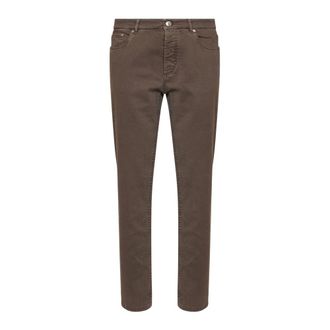 Brunello Cucinelli Brunello Cucinelli, Slim-fit Jeans, male, Brown, Size: 2XL Lightweight Denim Trousers