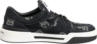 Dolce & Gabbana Blauwe Katoenen Denim Logo Lage Sneakers Schoenen