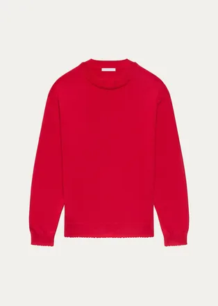 Helmut Lang Mens Cotton Lettuce-Trim Crewneck Sweater
