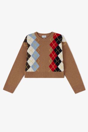 Ganni Beige Jumper in Argyle