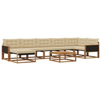 vidaXL Conjunto De Sof&aacute;s De Exterior Con Coj&iacute;n 8 Pcs Natural Y Beige Vidaxl