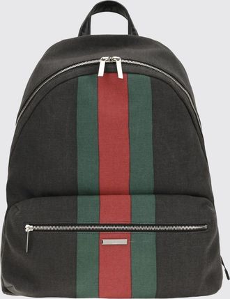 Gucci Zaino in tela di cotone con dettaglio Web e logo stampato