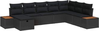 vidaXL Garden Sofa Set with Cushion 8 pcs Black Poly Rattan vidaXL