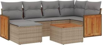 vidaXL Vidaxl - Set Sof&aacute;s De Jard&iacute;n 7 Piezas Y Cojines Rat&aacute;n Sint&eacute;tico Beige