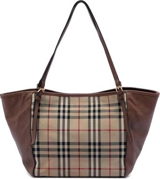 Burberry Pre-owned Tote Bags, female, Brown, Size: ONE SIZE Pre-owned Haymarket Check Tote Bag