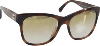 Chanel Pre-owned Acetate Zonnebrillen - Dames - Vintage Accessoires - Bruin - ONE Size - Vintage
