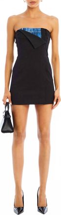 SER.O.YA Josefine Strapless Mini Dress In Black/denim