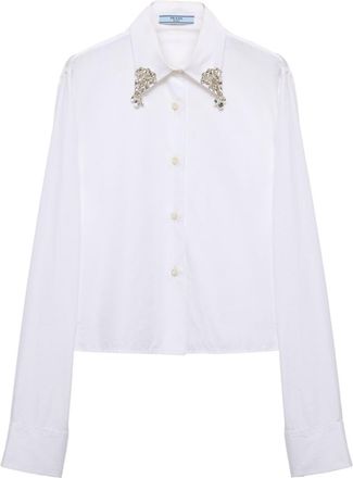 Prada Embroidered Poplin Boxy Shirt