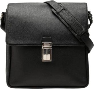 Prada Pre-owned Saffiano Crossbody Bag - Dames - Vintage Schoudertas - Zwart - ONE Size - Leer - Vintage