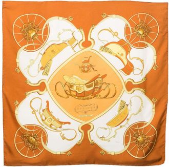 Herm&egrave;s Foulard in seta Springs by P Ledoux 1981 - Arancione
