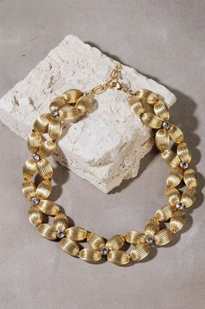Tataborello Goldene Choker-Halskette mit H&auml;matit und Kristallen Nairobi