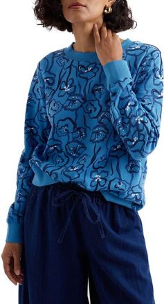 Seasalt Cornwall Bright Wave Organic Cotton Sweatshirt in Poppy Stems Sailboats at Nordstrom, Size 10