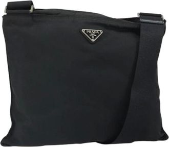 Prada Pre-owned Cross Body Bags, female, Black, Size: ONE SIZE Pre-owned Nylon Cross Body Bag
