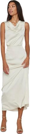 Vila Ravenna Waterfall Jurk Vrouwen - Dames - Casual kleedjes - Beige - L - Kleedjes