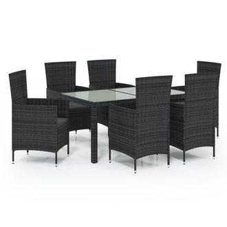 vidaXL Juego De Comedor De Jard&iacute;n 7 Piezas Rat&aacute;n Sint&eacute;tico Negro Vidaxl
