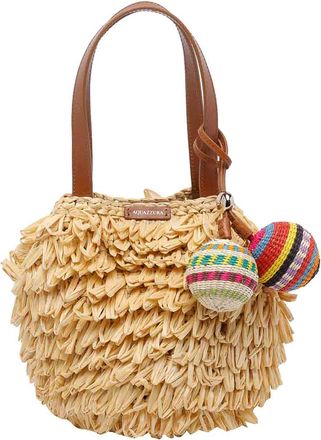 Aquazzura Beige Pom Pom Handbag