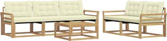 vidaXL Conjunto De Sof&aacute;s De Exterior 6 Uds. Blanco Y Crema Vidaxl