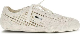 Prada Beige Fabric Low Top Womens Sneakers
